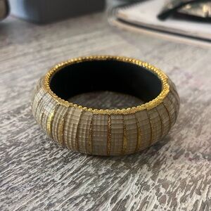 Gold Wide Chunky Bangle Bracelet.